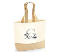 Colorfamily Borsa Mare Donna PERSONALIZZABILE con nome Grande Borsa Da Spiaggia con Iniziale Floreale - Lettera G - 100% cotone