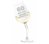 Colorfamily Calice Storto 60 Anni un'età quasi perfetta Vino 50 cl Compleanno con incisione Idea regalo divertente