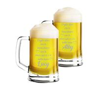 Colorfamily Coppia Boccali da birra Personalizzati Set da 2 Boccali da birra personalizzati con nome Voglio stare con te - bicchiere in vetro 50 cl