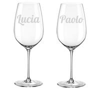 Colorfamily Coppia di Calici Personalizzati con Incisione - Idea Regalo per Matrimonio, Anniversario, Natale, San Valentino - Personalizza con Nome, Data o scritta - In Vetro - Regali Originali 50 cl