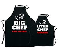 Colorfamily Coppia Grembiuli Papà Figlio Cucina Personalizzabili Divertenti Festa del Big Chef & Little Chef Idea Regalo Papà
