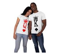 Colorfamily Coppia Magliette SanValentino King & Queen - Re di Picche e Regina di Cuori - Idea Regalo per Lui e lei