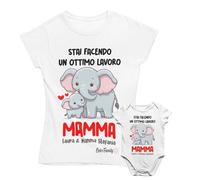 Colorfamily Coppia T-Shirt e Body Personalizzabile Stai Facendo Un Ottimo Lavoro Mamma Figlio Figlia Donna Neonato Festa della Mamma Maglietta Manica Corta Taglie dalla S alla XL e da 0 a 24 Mesi