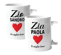 Colorfamily Coppia Tazze Personalizzati Set da 2 Tazze Ti voglio bene Zio Zia Personalizzabili con Nome Natale Compleanno Matrimonio Fidanzamento - Tazza Mug 11 oz