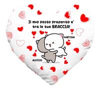 Colorfamily Cuscino SanValentino Personalizzabile a Cuore con nome Il mio posto preferito è tra le tue braccia Innamorati Amore Love
