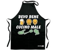 Colorfamily Grembiule da cucina bevo bene cucino male - grembiule simpatico - idea regalo