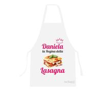 Colorfamily Grembiule da Cucina Personalizzabile con Nome Divertenti La Regina della lasagna Idea Regalo (Bianco)