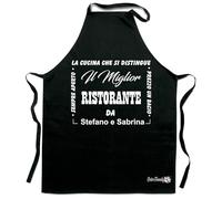 Colorfamily Grembiule da cucina personalizzabile con nome il miglior ristorante da Stefano e Sabrina - grembiule simpatico - idea regalo