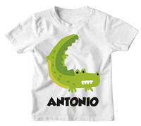 Colorfamily Maglietta Bambino Personalizzabile Coccodrillo Animali Divertenti - personalizza con Il Nome del Tuo Bimbo o della Tua Bimba - Idea Regalo