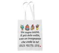 Colorfamily Shopping Bag Maestra Personalizzabile Nessun Bambino è perduto se ha Un Insegnante Che Crede in Lui Regalo Maestra fine Anno