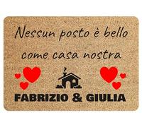 Colorfamily Tappeto Zerbino personalizzato con nome Famiglia Nessun posto è bello come casa nostra Ingresso Casa 60x40 cm