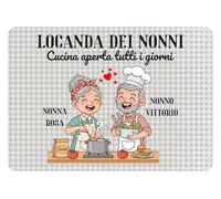 Colorfamily Tappeto Zerbino personalizzato con nome Locanda dei Nonni Nonno Nonna Idea regalo Natale Compleanno Festa Ingresso Casa 60x40 cm