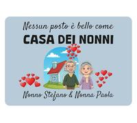 Colorfamily Tappeto Zerbino personalizzato con nome Nessun posto è bello Nonni Nonno Nonna Idea regalo Natale Compleanno Festa Ingresso Casa 60x40 cm