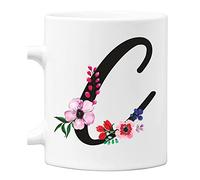 Colorfamily Tazza Mug con Iniziale Floreale - Lettera C - 100% ceramica