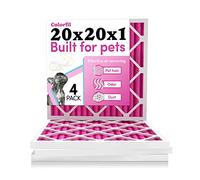 Colorfil, filtro aria condizionata, riduzione degli odori, cambia colore, pieghettato HVAC forno filtro aria per case con animali domestici, MERV 8 (20 x 20 x 1, 4 pezzi)