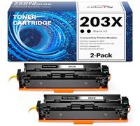 colorfly 203X Compatibile con HP 203X 203A CF540X CF540A per HP M281fdw Toner per Color Laserjet Pro MFP M281fdw M254dw M254nw M281fdn M280nw M281cdw M254dn (2 neri Con Chip)