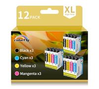 colorfly Cartucce Compatibile con E604XL Multipack per XP-2200 XP-2205 XP-3200 XP-3205 XP-4200 XP-4205 WF-2910DWF WF-2930DWF WF-2935DWF WF-2950DWF (12 Pezzi)