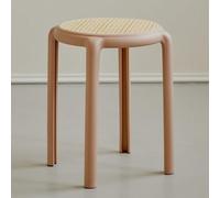 Colorful 18-inch Round Stackable Bar Stools, portatile plastica & rattan Stools Without Backrest for Kitchen, Dining Room & Outdoor Use - Spazio-Saving Seating Solution