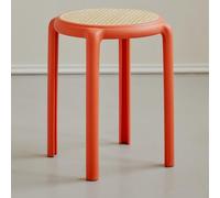 Colorful 18-inch Round Stackable Plastic Bar Stools, Portable Backless Rattan Chairs for Kitchen & Dining Room, Lightweight & Durevole, Perfect for Indoor/Outdoor Use