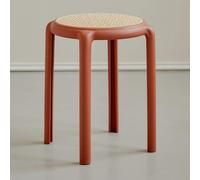 Colorful 18" Stackable Round Bar Stools, Portable Plastic & Rattan Counter Stools for Kitchen & Dining, No Backrest Design, Space-Saving Seating Solutions