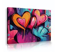 Colorful Abstract Canvas Wall Art Love Heart Graffiti Painting Poster per soggiorno camera da letto per adolescenti Decorazione parete di casa pronta per essere appesa 20x30cm Innerframe
