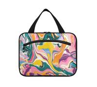 Colorful Abstract Pattern Ink Style appeso borsa da toilette appeso organizzatore di viaggio con gancio, designer espandibile tote bag per le donne lavoro cartera para maquillaje M, Colorato, estratto