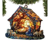 Colorful Acrylic Suncatcher - Christmas Hanging Window Decor With Printed Stained Glass Style Design Sun Catcher, Portable Garden Suncatcher Holiday Decorations, For Family Friends Colleagues