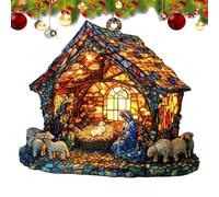 Colorful Acrylic Suncatcher - Christmas Hanging Window Decor With Printed Stained Glass Style Design Sun Catcher, Portable Garden Suncatcher Holiday Decorations, For Family Friends Colleagues