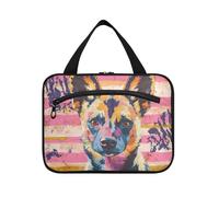 Colorful African Wild Dog rosa e oro a righe Hanging Bag per il viaggio con gancio, accessori di design borse trucco per le signore che viaggiano Bolsa de maquillaje para Mujer L