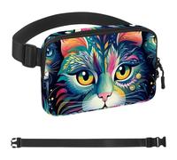 Colorful Art Cat-1346 Marsupio per uomini e donne, marsupio con tracolla regolabile, alla moda, borsa a tracolla ovunque, per viaggi all'aperto, corsa, escursionismo, multicolore, 4 x 23 x 15 cm,
