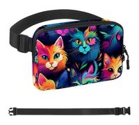 Colorful Art Cat-1379 Marsupio per uomini e donne, marsupio con tracolla regolabile, alla moda, borsa a tracolla ovunque, per viaggi all'aperto, corsa, escursionismo, multicolore, 4 x 23 x 15 cm,