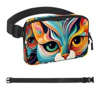 Colorful Art Cat-1381 - Marsupio a tracolla per uomo e donna, borsa da cintura per viaggi, casual, passeggiate, corsa, escursionismo, ciclismo, multicolore, 4 x 23 x 15 cm, Multicolore,