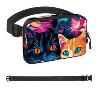 Colorful Art Cat Group-1424 Marsupio da uomo e da donna, marsupio con tracolla regolabile, alla moda, borsa a tracolla ovunque, per viaggi all'aperto, corsa, escursionismo, multicolore, Multicolore,