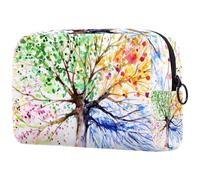 Colorful Art Four Seasons Tree Cosmetic Bag per donne, beauty case da viaggio grande borsa organizer con cerniera, Multi, 18.5x7.5x13cm/7.3x3x5.1in, Beauty case