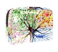 Colorful Art Four Seasons Tree Cosmetic Bag per donne, beauty case da viaggio grande in PVC pratico organizer con cerniera, Multi, 18.5x7.5x13cm/7.3x3x5.1in, Beauty case