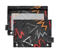 Colorful Art Trend Graffiti 3 Anelli Raccoglitore Matite Pouch con Finestra Trasparente Cerniera Astuccio Grande Capacità 3 Anelli Raccoglitore Scuola Classe Ufficio Organizzatori Multicolore 2 PZ