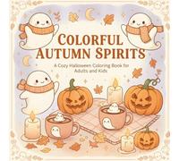 Colorful Autumn Spirits: A Cozy Halloween Coloring Book for Adults and Kids with Cute Ghosts, Fall Scenes, and Charming Illustrations for Relaxation