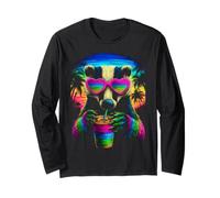 Colorful Badger con Occhiali da Sole Bere caffè Freddo Estate Maglia a Manica