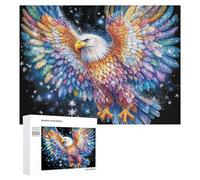 Colorful Bald Eagle with Snowflake Patterns Puzzle 500 Pezzi Per Adulti Attività Rilassante Riduzione Dello Stress Regalo Per Benessere 500 PCS