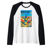 Colorful Barcellona Spagna Parco Gaudí & Sagrada Familia Viaggi Maglia con Maniche Raglan