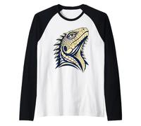 Colorful Bearded Dragon Face Reptile Animal Lover Maglia con Maniche Raglan