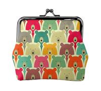 Colorful Bears Stampa Squisito Bacio Blocco Portafoglio Compatto Versatile Donne Coin Purse Piccolo Zipper Pouch