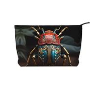 Colorful Beetle Prints Borsa cosmetica in velluto a coste per cosmetici con chiusura a cerniera per viaggi, campeggio e uso quotidiano