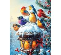 Colorful Birds on A Snowman Puzzle 300 Pezzi Multicolore Paesaggi Classici Science Fiction Magical Dream Rompicapo Sfida Difficile Impossibile Giochi Da Tavolo Familiare Regalo Natale 300 PCS
