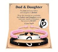 COLORFUL BLING Braccialetti a cuore abbinati per papà, figlia, madre, figlio, braccialetto in corda intrecciata per donne, uomini, festa della mamma, festa del papà, Natale, regali di compleanno, One