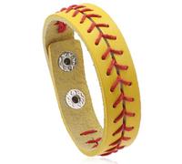 COLORFUL BLING Braccialetti sportivi in pelle intrecciata da baseball per donne e uomini per il giorno del gioco Braccialetto sportivo con palla da donna gioielli fatti a mano regali per amici