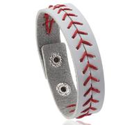 COLORFUL BLING Braccialetti sportivi in pelle intrecciata da baseball per donne e uomini per il giorno del gioco Braccialetto sportivo con palla da donna gioielli fatti a mano regali per amici