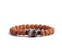 COLORFUL BLING Braccialetto tibetano con semi di rudraksha in pietra naturale, per meditazione, preghiera, preghiera, preghiera, yoga, mediazione, Legno Rudraksha, Rudraksha