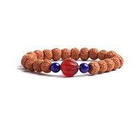 COLORFUL BLING Braccialetto tibetano con semi di rudraksha in pietra naturale, per meditazione, preghiera, preghiera, preghiera, yoga, mediazione, Legno Rudraksha, Rudraksha