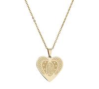 COLORFUL BLING Collana a forma di cuore con Vergine Maria per donne e uomini religiosi cristiani collana gioielli credenza e protezione regali, Zinco, Nessuna pietra preziosa